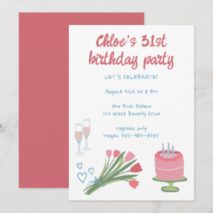 Whimsical Verjaardagsfeest Girlie Schattigee Custo Kaart