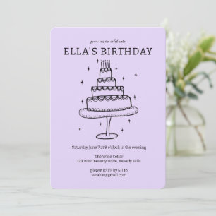 Whimsical verjaardagstaart Doodle Schattige Custom Kaart