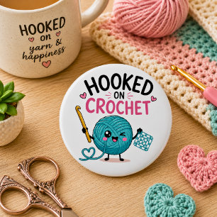 Whimsical Verliefd op Haken Ronde Button 5,7 Cm