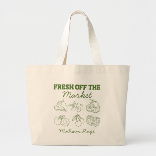Whimsical Vers fris van de markt Groen Huwelijksfe Grote Tote Bag (Voorkant)