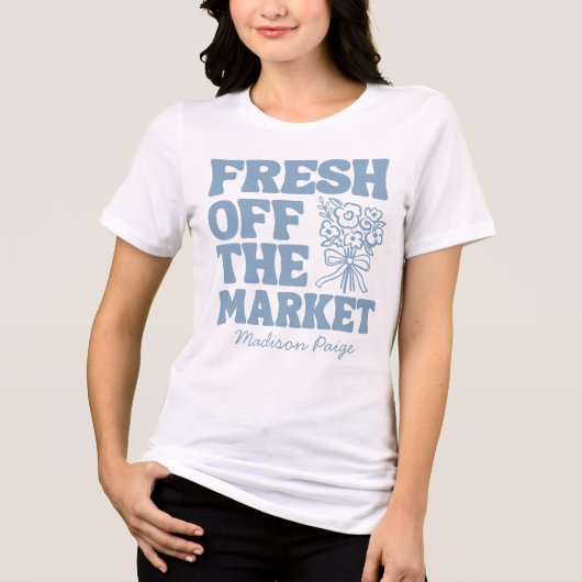 Whimsical Verse Achter De Markt Blauwe Bruidsmeisj Tri-Blend Shirt (Voorkant)