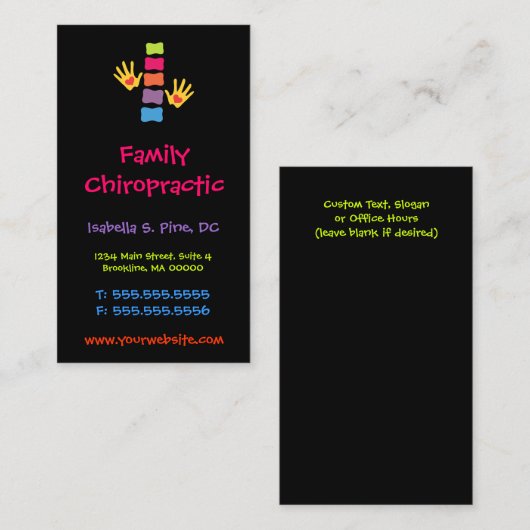 Whimsical Vertical Chiropractic Visitekaartjes (Voorkant / Achterkant)
