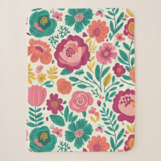Whimsical Veteraan Bloemen Retro Bloemenpatroon Sherpa Deken