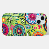 Whimsical Vibrant Kleur Folk Art Bloemen Patroon Case-Mate iPhone Case (Achterkant (horizontaal))
