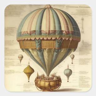 Whimsical Victoriaans heteluchtballon Stickers