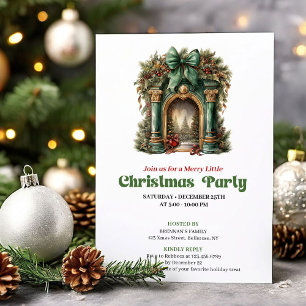 Whimsical Victoriaans kerstfeest bij de open haard Kaart