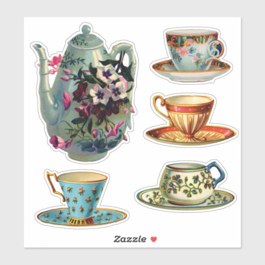 Whimsical Victoriaans theeset Sticker (Vel)