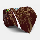 Whimsical Vier Seizoenen Bomen op bruin Stropdas (Opgerold)