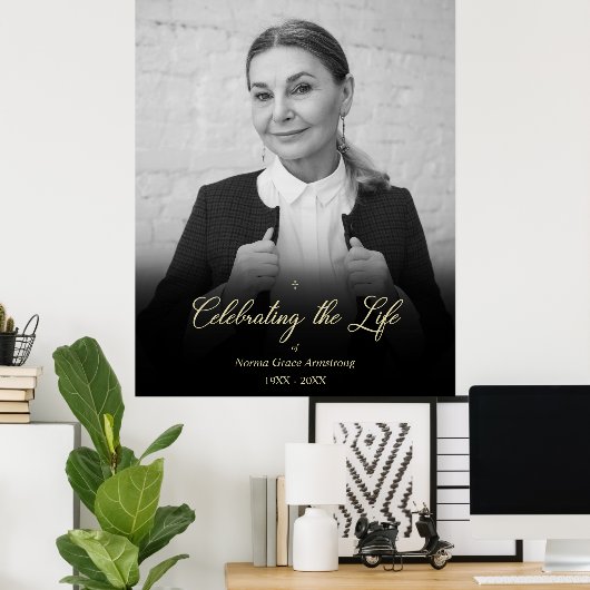 Whimsical Viering van het Leven Foto Rouwservice Poster (Thuiskantoor)