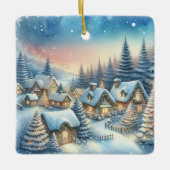 Whimsical Village Kerstmis gepersonaliseerd Keramisch Ornament (Voorkant)