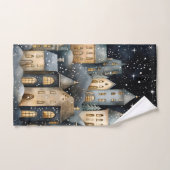 Whimsical Village Starry Skies Marine Gold (Serviette à main)