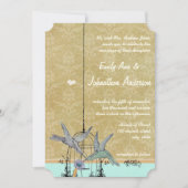 Whimsical Vintage Bird Cage Invitations de mariage (Devant)