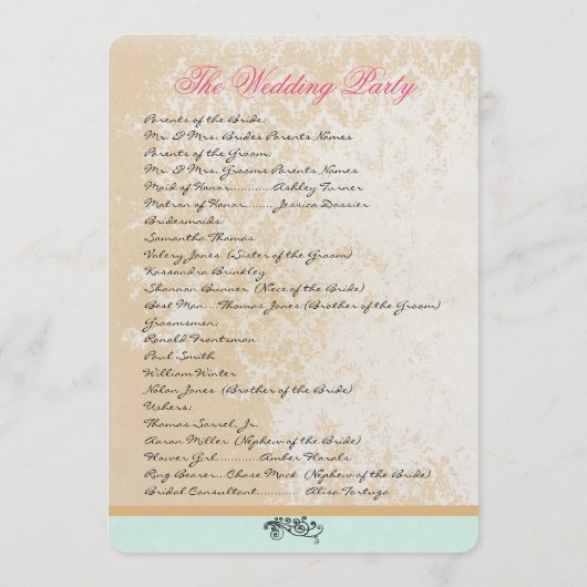 Whimsical Vintage Bird Cage Wedding Programme (Dos)