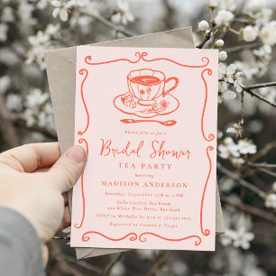 Whimsical Vintage Blush Bruiloftstheepartij Kaart