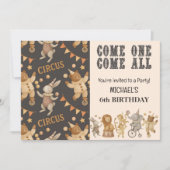Whimsical Vintage Circus Birthday  Invitation (Devant)