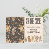Whimsical Vintage Circus Birthday  Invitation (Debout devant)