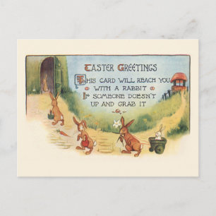 Whimsical Vintage Easter Bunnies en Greeting Briefkaart
