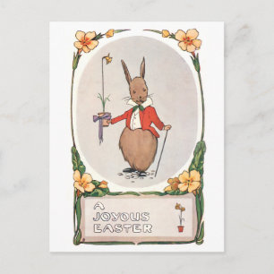 Whimsical Vintage Easter Bunny Briefkaart