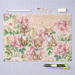 Whimsical Vintage Floral & Animals Decoupage Tissuepapier