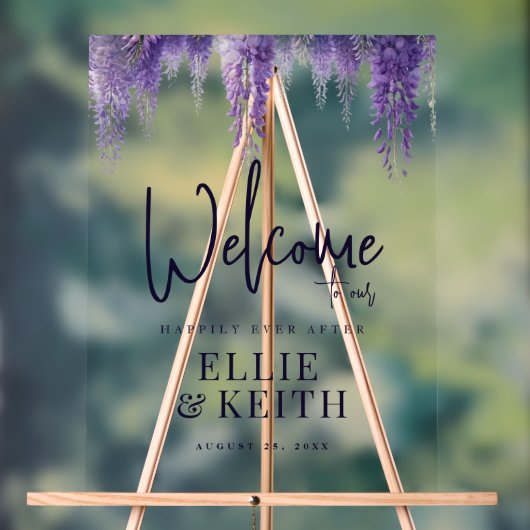 Whimsical violet Mariage Floral Bienvenue (Neutre)