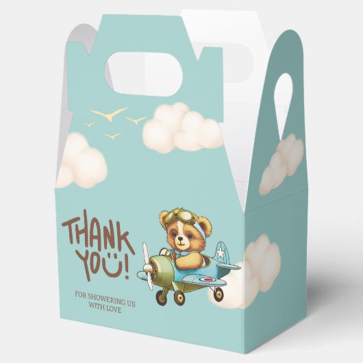 Whimsical Vliegtuig Teddybeer Dank u Bedankdoosjes (Geopend)