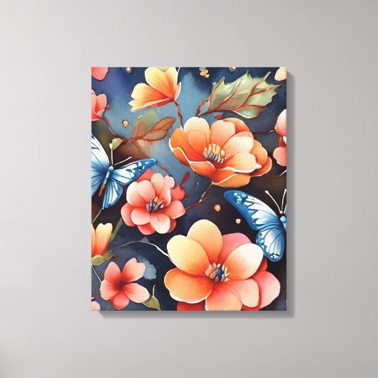 Whimsical vlinder illustratie uniek canvas afdruk (Voorkant)