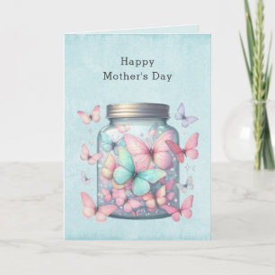 Whimsical Vlinders in een Pot Moederdag Feestdagen Kaart