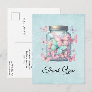 Whimsical Vlinders in een Potje Bedankt Briefkaart