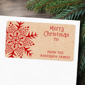 Whimsical volkskunst sneeuwvlok naar Kraft van cad Etiket