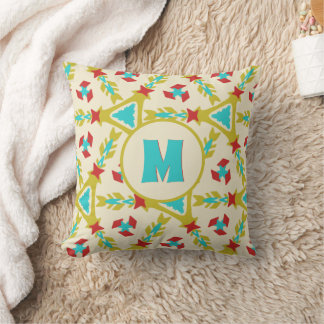 Whimsical Vormen Colorful Pattern met Monogram Kussen