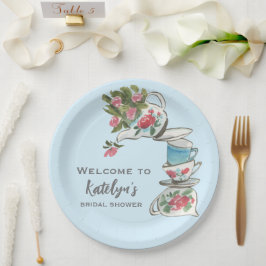 Whimsical Vrijgezellenfeest Tea Party Papieren Bordje