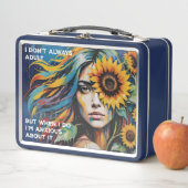 Whimsical Vrouw Volwassen & Angstig Met Zonnebloem (In situ)