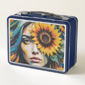 Whimsical Vrouw Volwassen & Angstig Met Zonnebloem (Achterkant)