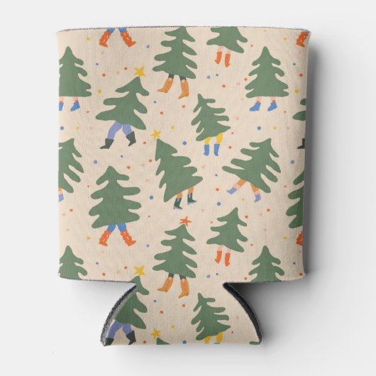 Whimsical Walking Christmas Trees Patroon Blikjeskoeler (Voorkant)