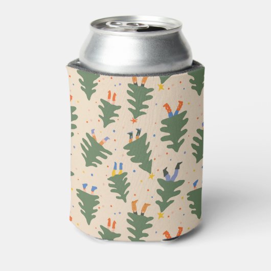 Whimsical Walking Christmas Trees Patroon Blikjeskoeler (Blikje Achterkant)