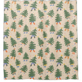 Whimsical Walking Christmas Trees Patroon Douchegordijn (Voorkant)