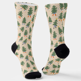 Whimsical Walking Christmas Trees Patroon Sokken
