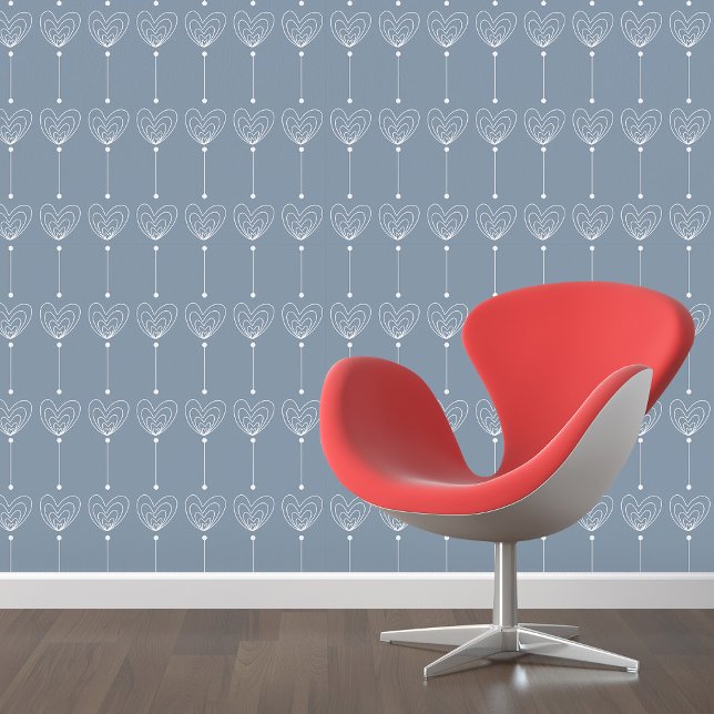 Whimsical Walls: Witte Doodle Hearts Peel & Stick Behang (Whimsical Walls: White Doodle Hearts Peel & Stick Wallpaper)
