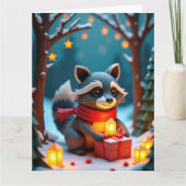 Whimsical Wasbeer met geschenken Snowy Christmas S Kaart (Voorkant)