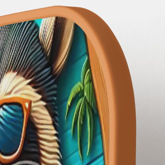 Whimsical wasberen neergestreken op rustieke tafel pickleball paddle (Links Detail)