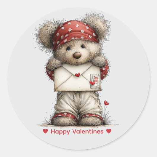 Whimsical Watercolor Bear Love Sticker (Devant)