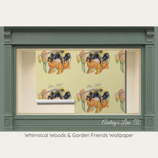 Whimsical Watercolor Bumblebee Nursery Behang (Creator heeft geüpload)