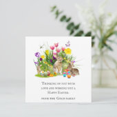 Whimsical Watercolor Bunny Collage Easter Feestdagenkaart (Staand voorkant)