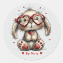 Whimsical Watercolor Bunny Love Sticker