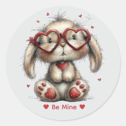 Whimsical Watercolor Bunny Love Sticker (Devant)