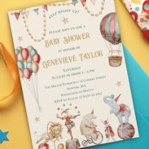 Whimsical Watercolor Circus Carnival Baby Shower