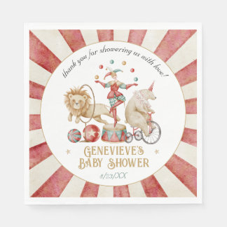 Whimsical Watercolor Circus Carnival Baby Shower Servet