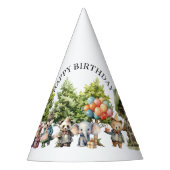 Whimsical Watercolor Forest Birthday Feesthoedjes (Voorkant)