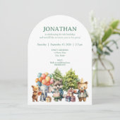 Whimsical Watercolor Forest Birthday Invitation Kaart (Staand voorkant)