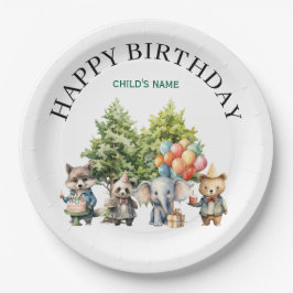 Whimsical Watercolor Forest Birthday Papieren Bordje
